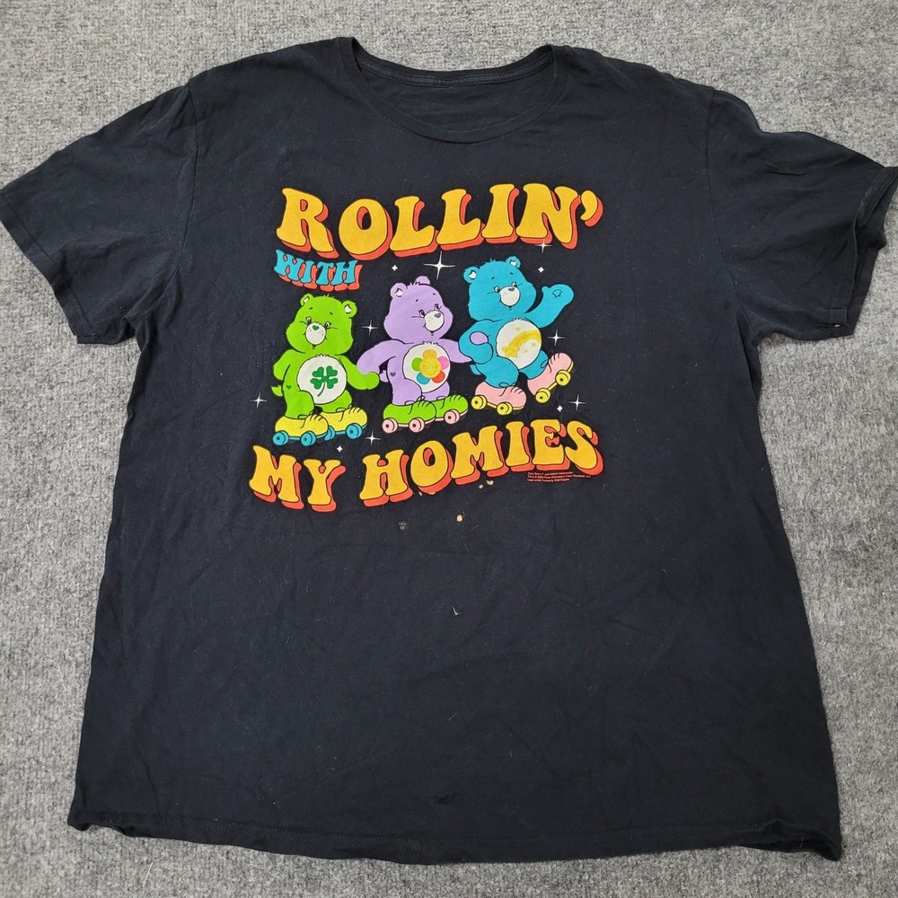 Care Bears T-Shirt Womens Size 2XL Black Rollin With My Homies Graphic Stained